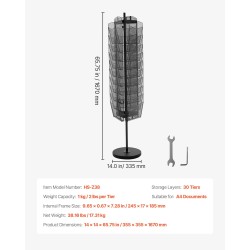 Pyörivä metallinen esiteteline 30 lokeroa A4-asiakirjoille kolmisivuinen