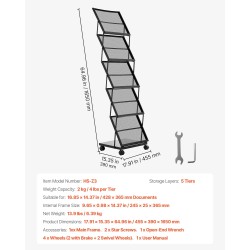 Esiteteline 5 tasoa lattiakäyttöön korkeus 1650 mm 2 kg tasoa kohden