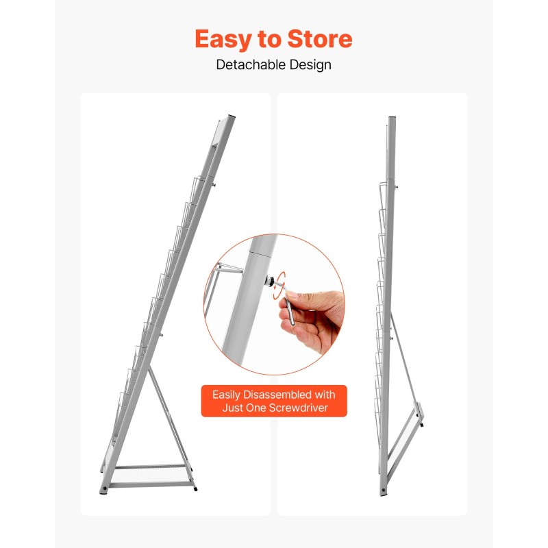 Esiteteline lattiatasoinen metallinen A4 10 tasoa alahyllyllä