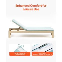 Ulkolepotuolin tyyny 2 kpl 203×66×9,8cm 28D korkearesilienssinen vaahto polyesteripäällinen vihreä-valkoinen raita