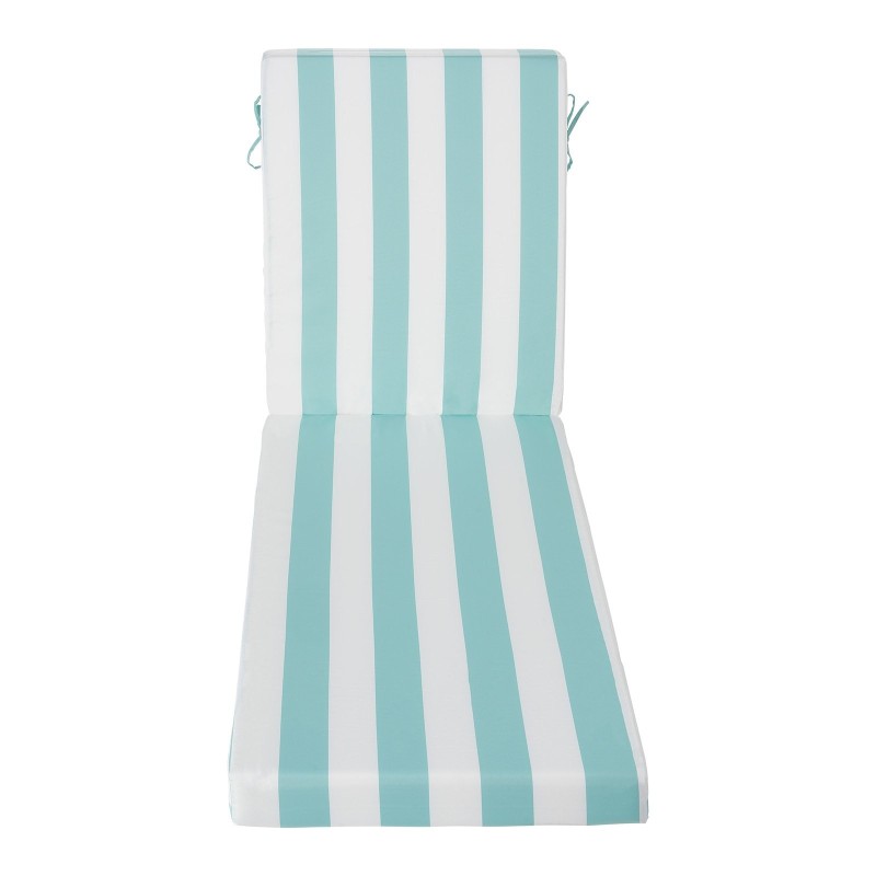 Ulkolepotuolin tyyny 2 kpl 203×66×9,8cm 28D korkearesilienssinen vaahto polyesteripäällinen vihreä-valkoinen raita