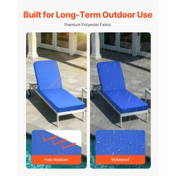 Aurinkotuolityyny ulkokäyttöön polyesterikangas korkeatiheyksinen vaahtomuovi sininen säädettävillä hihnoilla