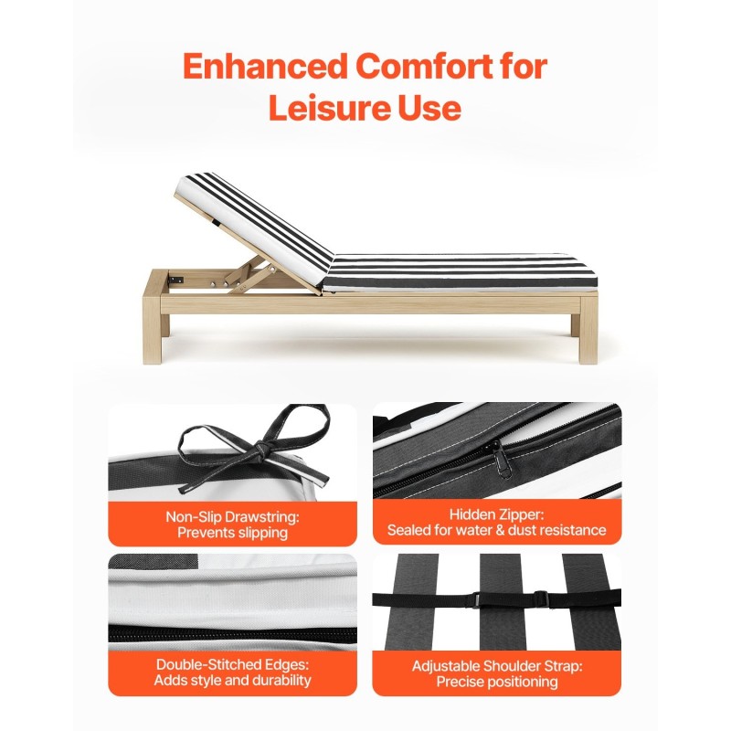 Lepotuolin pehmusteet ulkokäyttöön 2 kpl 28D vaahtomuovi polyesterikangas mustavalkoiset raidat