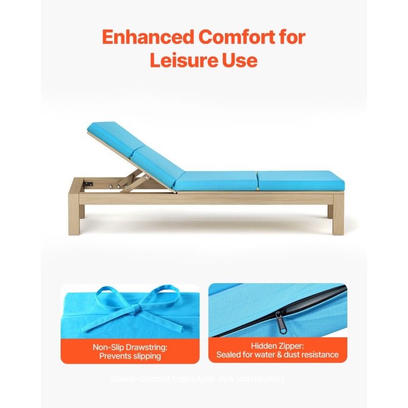 Lepotuolityynyt 2 kpl ulkokäyttöön polyesterikangas 28D-vaahto 1830x533x98 mm