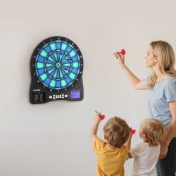 Elektroninen darttaulu PP-ABS 450×397 mm LED-taustavalaistu LCD-näyttö pehmeäkärkiset dartit