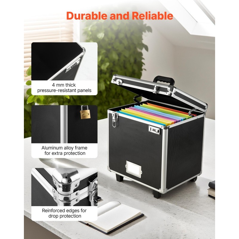 Rullattava asiakirjasalkku alumiiniseosrunkoinen kaksinkertaisella lukituksella 395 x 320 x 380 mm