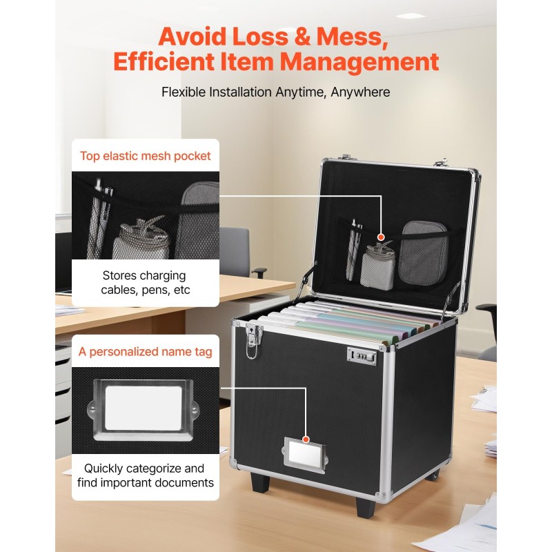 Rullattava asiakirjasalkku alumiiniseosrunkoinen kaksinkertaisella lukituksella 395 x 320 x 380 mm