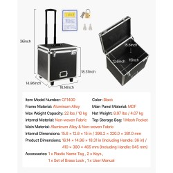 Rullattava asiakirjasalkku alumiiniseosrunkoinen kaksinkertaisella lukituksella 395 x 320 x 380 mm