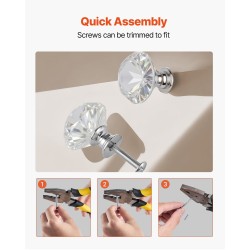 Kaapin nupit 12 kpl läpinäkyvä akryyli ja sinkkiseos Ø31×28 mm timantinmuotoinen