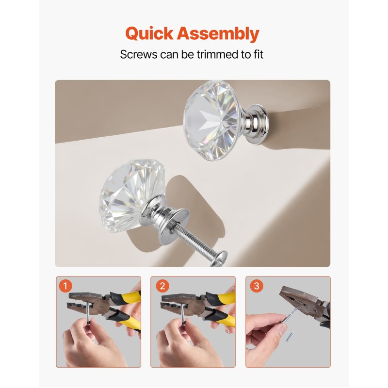 Kaapin nupit 12 kpl läpinäkyvä akryyli ja sinkkiseos Ø31×28 mm timantinmuotoinen