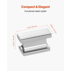 Kaapin ja laatikon suorakulmaiset nupit 10 kappaletta sinkkiseos kromi