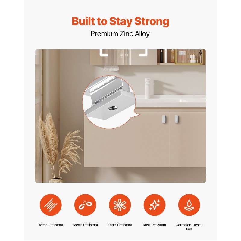 Kaapin ja laatikon suorakulmaiset nupit 10 kappaletta sinkkiseos kromi