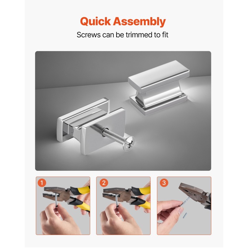 Kaapin ja laatikon suorakulmaiset nupit 10 kappaletta sinkkiseos kromi