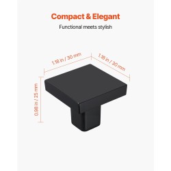 Kaapin nupit sinkkiseos neliö 30x30 mm 10 kpl musta