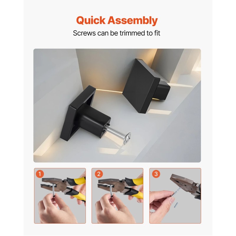 Kaapin nupit sinkkiseos neliö 30x30 mm 10 kpl musta