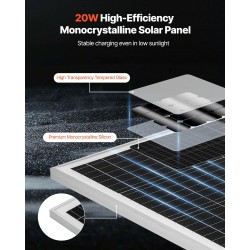 Aurinkopaneelilaturi 20W 12V monokiteinen karkaistu lasi IP65