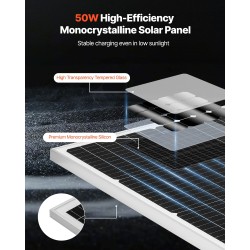 Aurinkopaneeli 50W 12V monokide akkujen ylläpitolataukseen MPPT-latausohjaimella IP65-suojattu