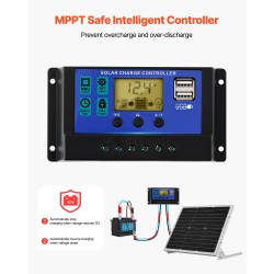 Aurinkopaneeli 50W 12V monokide akkujen ylläpitolataukseen MPPT-latausohjaimella IP65-suojattu