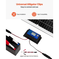 Aurinkopaneeli 50W 12V monokide akkujen ylläpitolataukseen MPPT-latausohjaimella IP65-suojattu