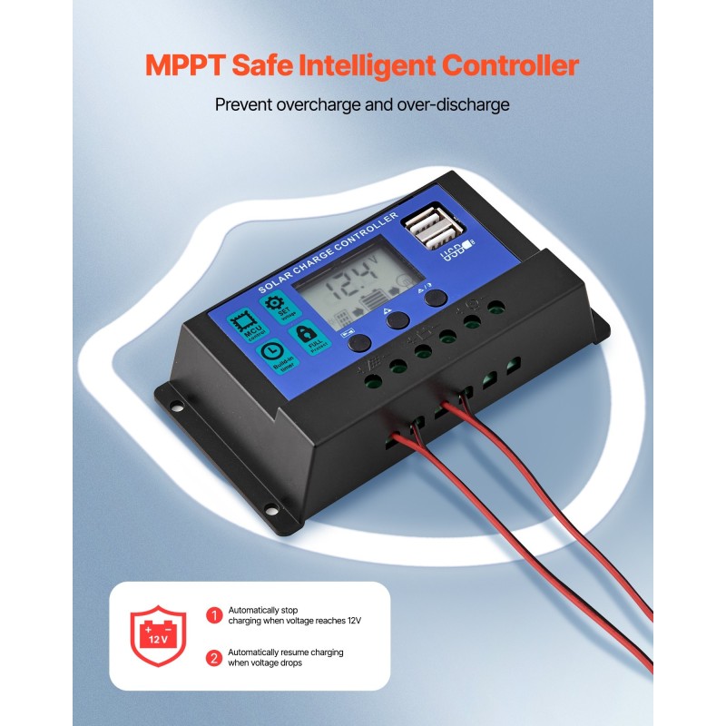 Aurinkopaneeli ylläpitolaturi 50W 12V MPPT-ohjain IP65