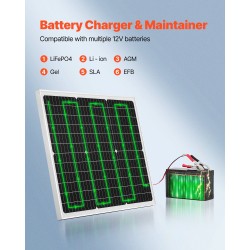 Aurinkopaneeli ylläpitolaturi 50W 12V MPPT-ohjain IP65