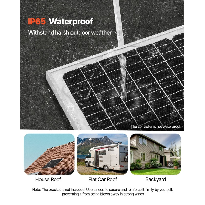 Aurinkopaneeli ylläpitolaturi 50W 12V MPPT-ohjain IP65