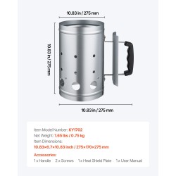 Hiilipiippusytytin paksu teräs galvanoitu pinta PE-kahva lämpösuojalla 1,8 kg