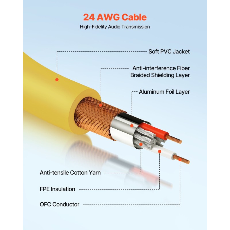 XLR-mikrofonikaapelit 6,1 m 6 kpl häiriösuojatut 3-nastaiset kullatut liittimet