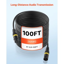 XLR-mikrofonikaapeli 30,48 m 3 napainen uros ja naaras 2 kpl musta