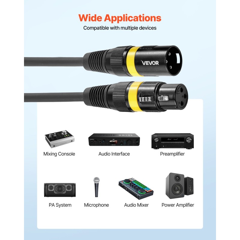 XLR-mikrofonikaapeli 30,48 m 3 napainen uros ja naaras 2 kpl musta