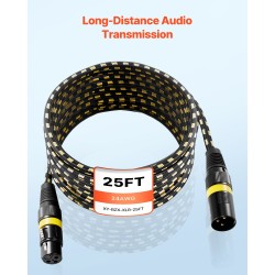 XLR-mikrofonikaapelisetti 6 kpl 7,62 m kultapinnoitetuilla 3-napaisilla liittimillä