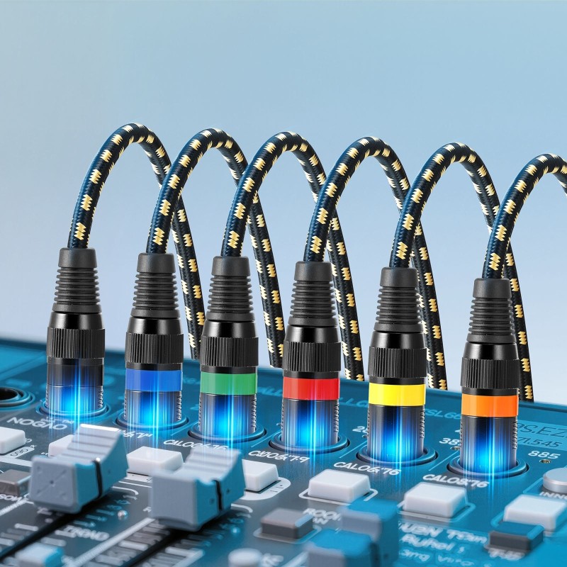 XLR-mikrofonikaapelisetti 6 kpl 7,62 m kultapinnoitetuilla 3-napaisilla liittimillä