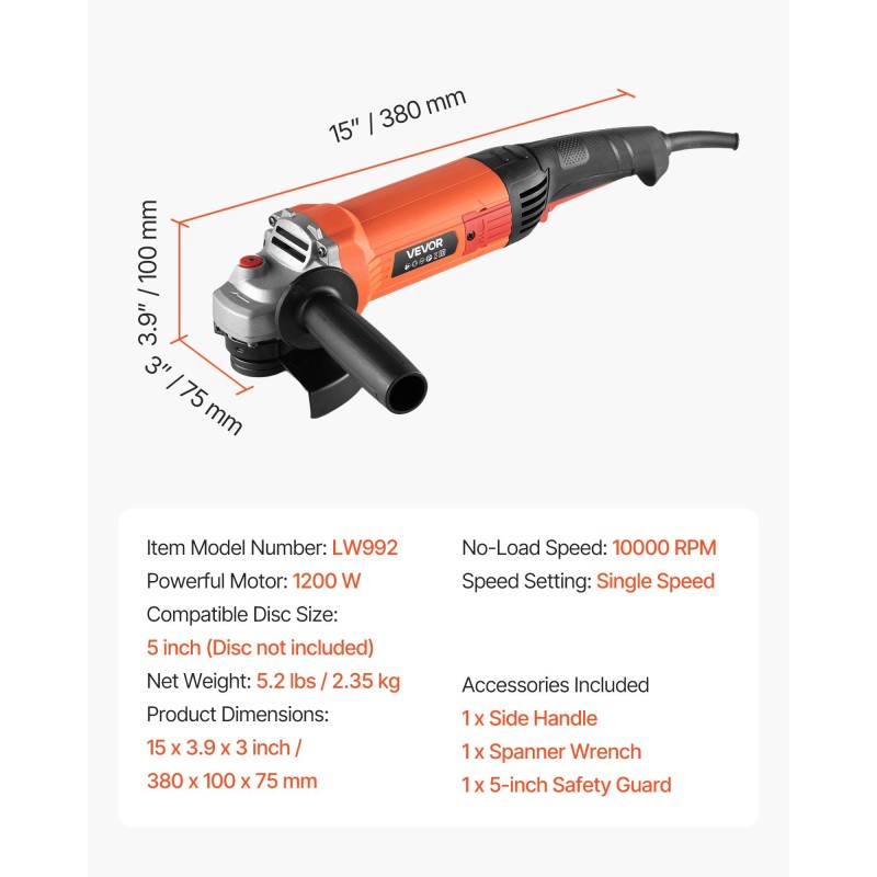 Kulmahiomakone 127 millimetriä 1200 wattia puhdaskuparinen moottori kierrosluku 10000 verkkovirtainen