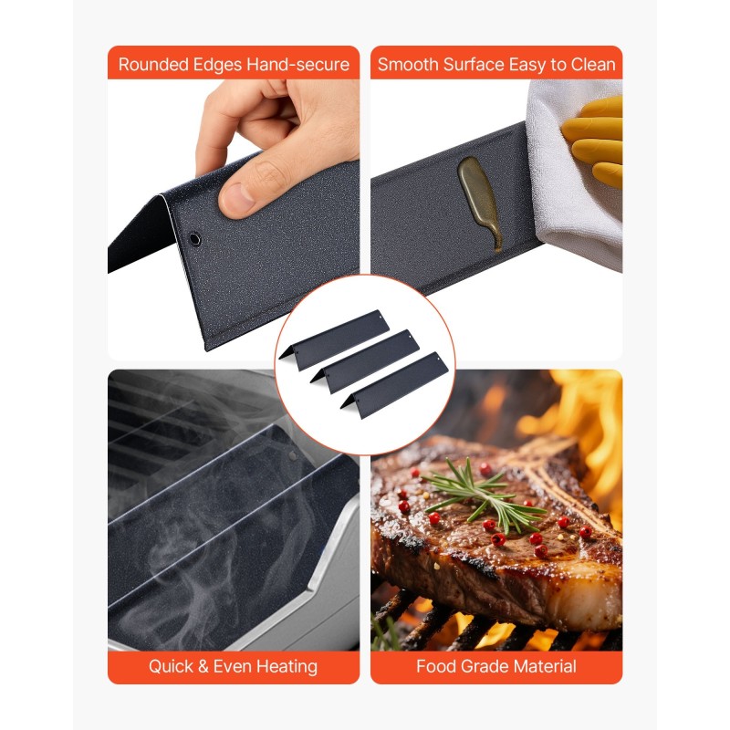 Flavorizer-tangot posliiniemaloitua terästä 3 kpl 390 mm Weber Spirit 200 -sarjaan