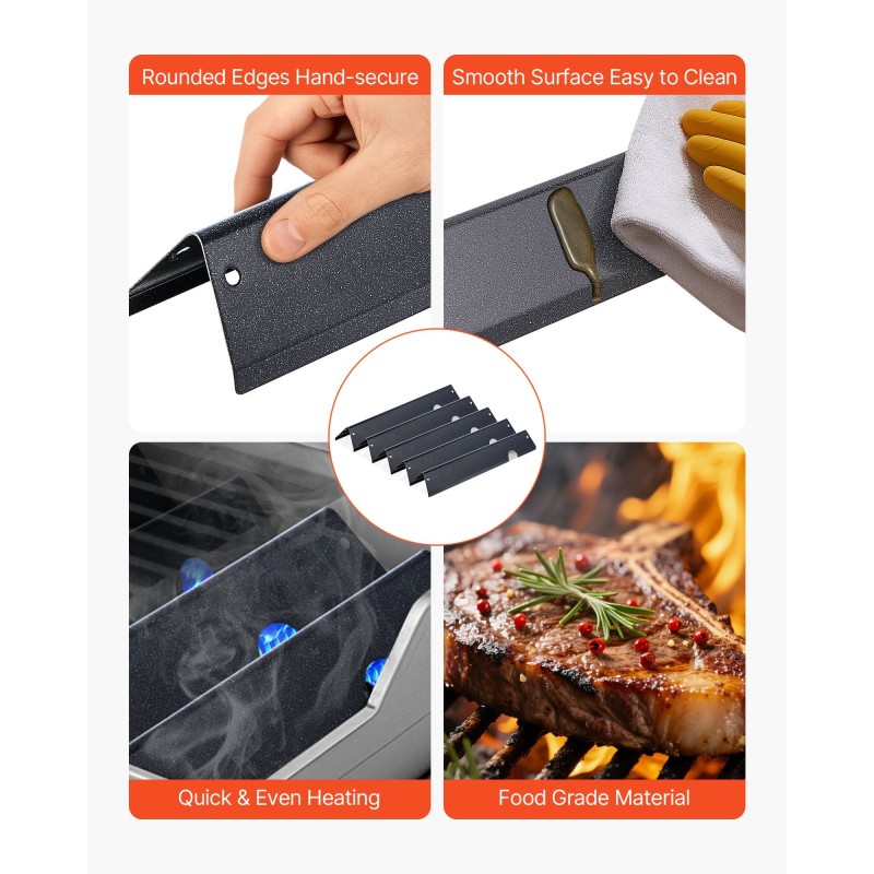 Flavorizer-tankosarja posliiniemaloitua terästä 44 cm 5 kpl Weber Genesis II 300 -yhteensopiva