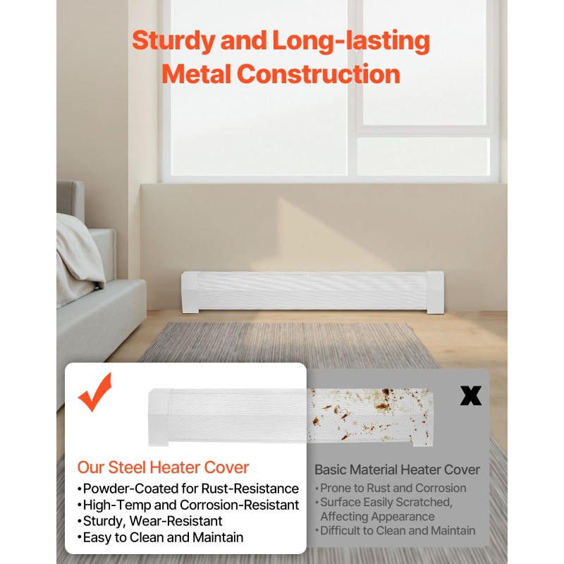 Patterinsuojuksen etupaneeli teräs 1222 mm valkoinen täysin avoin reikiöinti sähköpattereihin