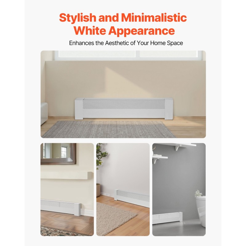 Jalkalistan lämmittimen etupaneeli Q235A-teräs 916 mm valkoinen puoliksi avoin reikäkuvio