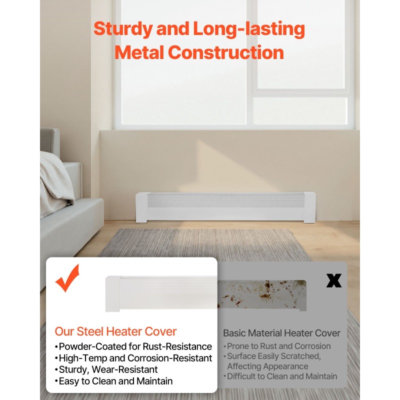 Patterinsuojus jalkalistalämmittimelle Q235A teräs 1221 mm valkoinen