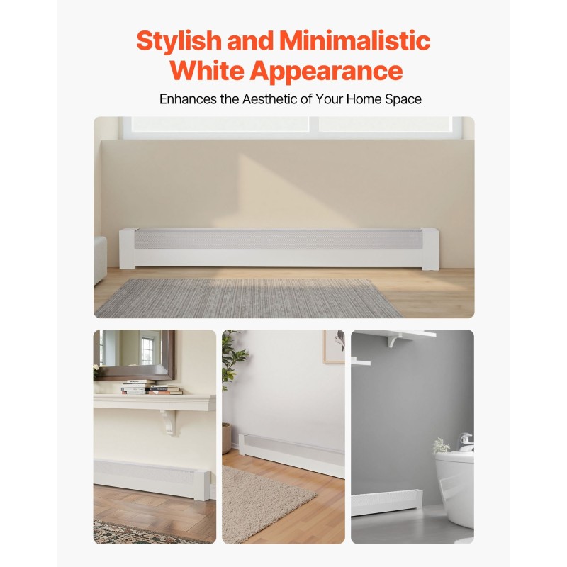 Jalkalistalämmittimen etupaneeli teräs 1526 mm valkoinen yleismallinen puoliksi avoin reiitys