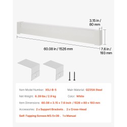 Jalkalistalämmittimen etupaneeli teräs 1526 mm valkoinen yleismallinen puoliksi avoin reiitys