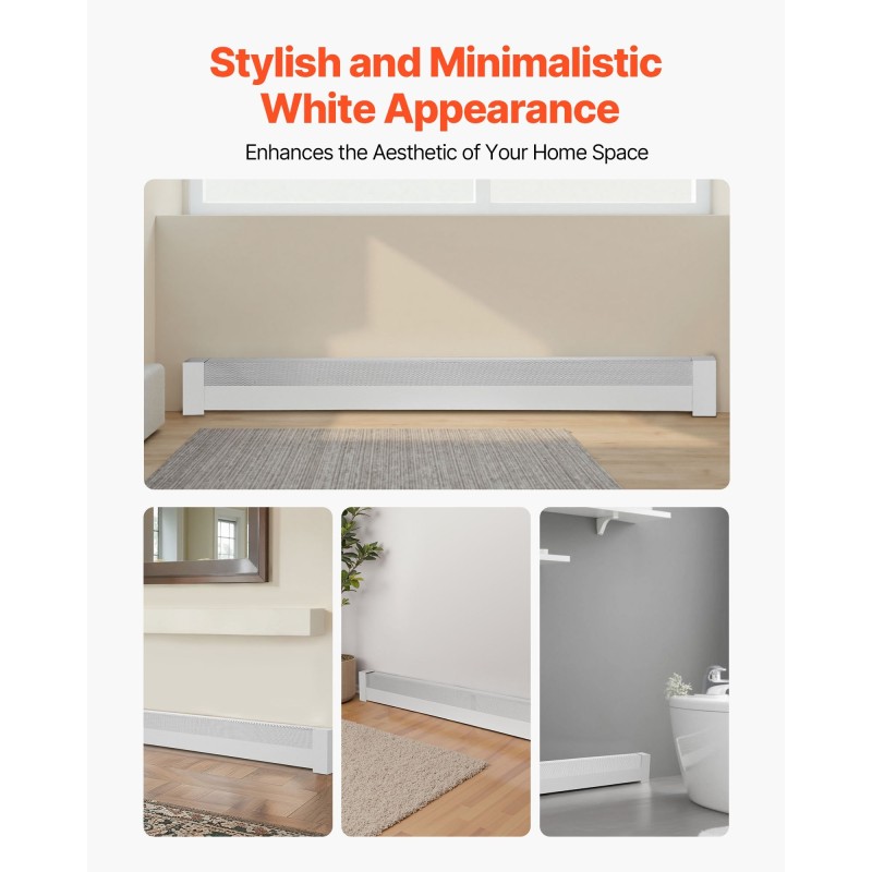 Jalkalistalämmittimen suojus teräs 1831 mm valkoinen ritilärakenne