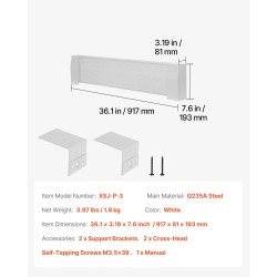 Teräksinen patterin etupaneelin suojus 917 mm valkoinen avoin ritilärakenne