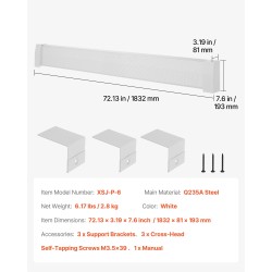 Jalkalistapatterin suojakansi teräs 1832 mm valkoinen täysin avoin reiitys
