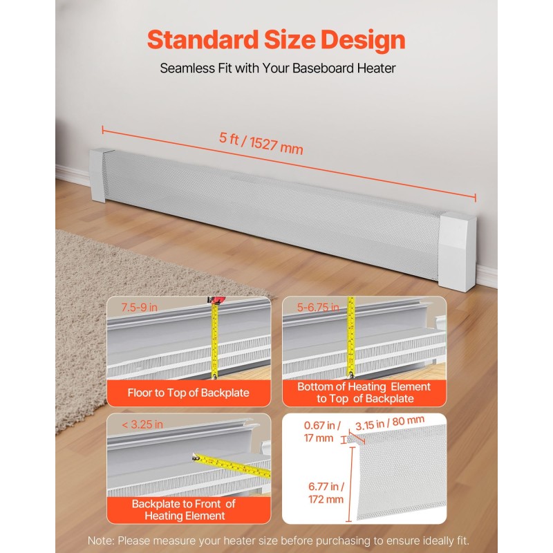 Jalkalistan lämmittimen suojus teräs jauhemaalattu 1527 mm valkoinen