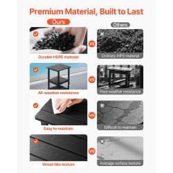 Ulkosivupöytä HDPE-muovi 450x380x440 mm kaksitasoinen musta säänkestävä