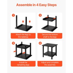 Ulkosivupöytä HDPE-muovi 450x380x440 mm kaksitasoinen musta säänkestävä
