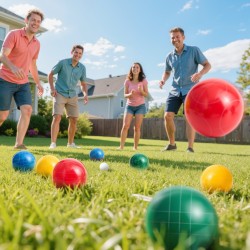 Bocce-pallosetti kahdeksan värillistä polyesterihartsipalloa yhdeksänkymmentä millimetriä kantolaukulla