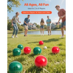 Petankkisarja polyesterihartsista 107 millimetriä 8 palloa 1 kohdepallo kantolaukulla ulkopeleihin