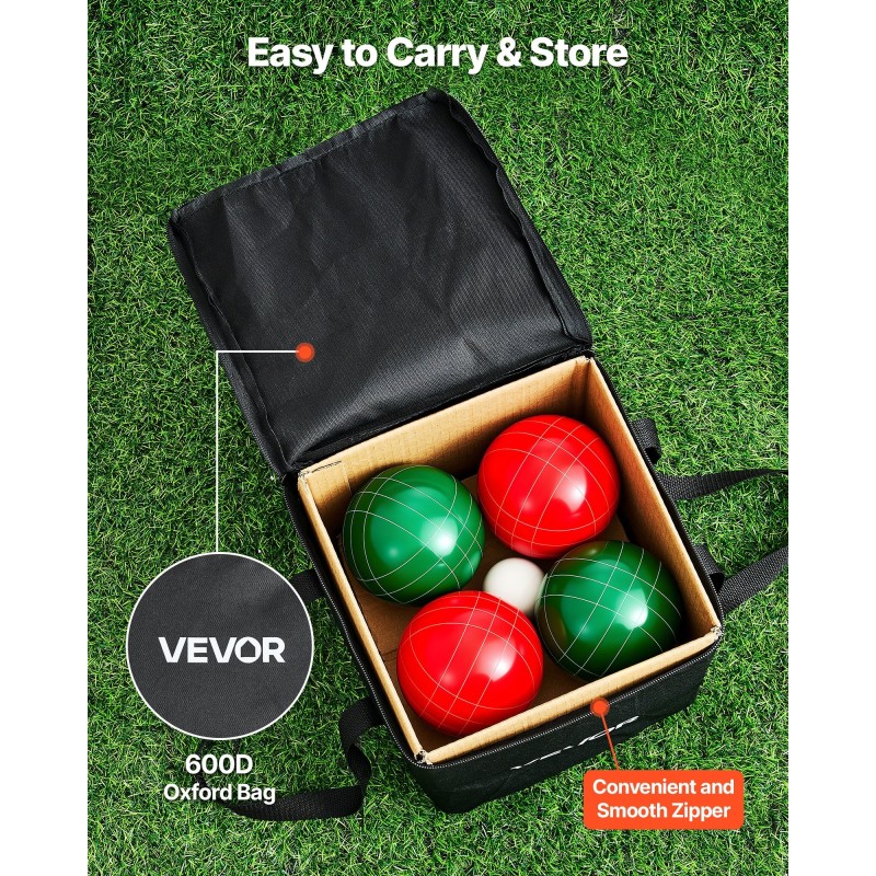 Petankkisarja polyesterihartsista 107 millimetriä 8 palloa 1 kohdepallo kantolaukulla ulkopeleihin