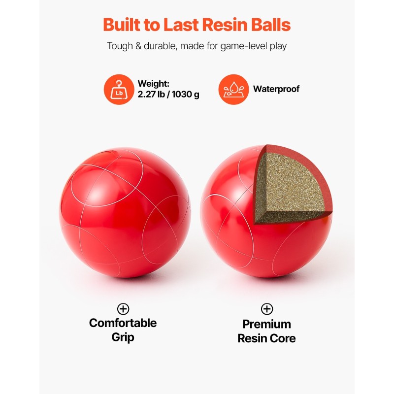 Bocce-pallot 100 mm polyesterihartsiset 8 kpl ja pallino kantolaukulla ulkokäyttöön